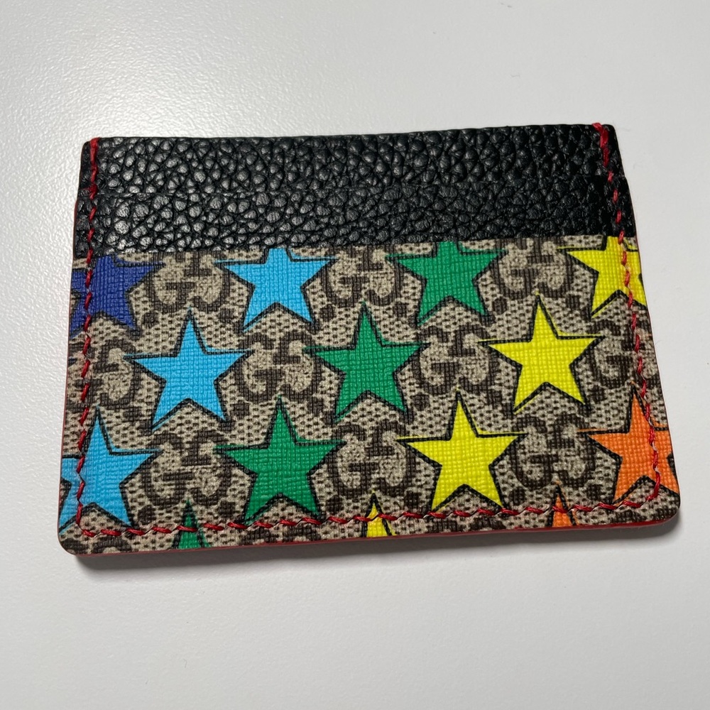 Gucci vintage card holder wallet men up cycled leather authentic